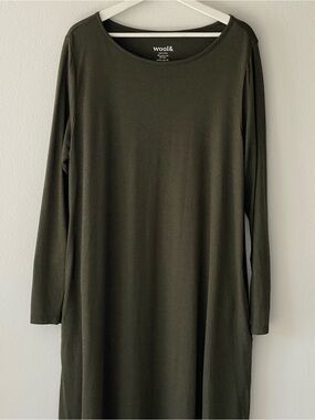 Wool& Rowena Long Sleeve , XL Long, Forest Night Marl